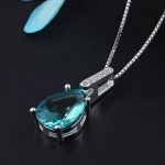 Natural Blue Topaz Pendant S925 Sterling Silver Aquamarine Carat Fashion Necklace Wedding Bizuteria Pierscionki Pendant Women - Image 3