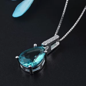 Natural Blue Topaz Pendant S925 Sterling Silver Aquamarine Carat Fashion Necklace Wedding Bizuteria Pierscionki Pendant Women