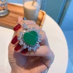 Charms 20*20mm Hear-Shaped Paraiba Tourmaline Emerald Lab Diamond Gemstone Pendant Necklace for Women Wedding Party Fine Jewelry - Image 5