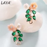 Laya Earrings For Women High Quality Blue Zircon Natural Shell Flower 925 Sterling Silver Clip Earrings Trendy Jewelry - Image 4