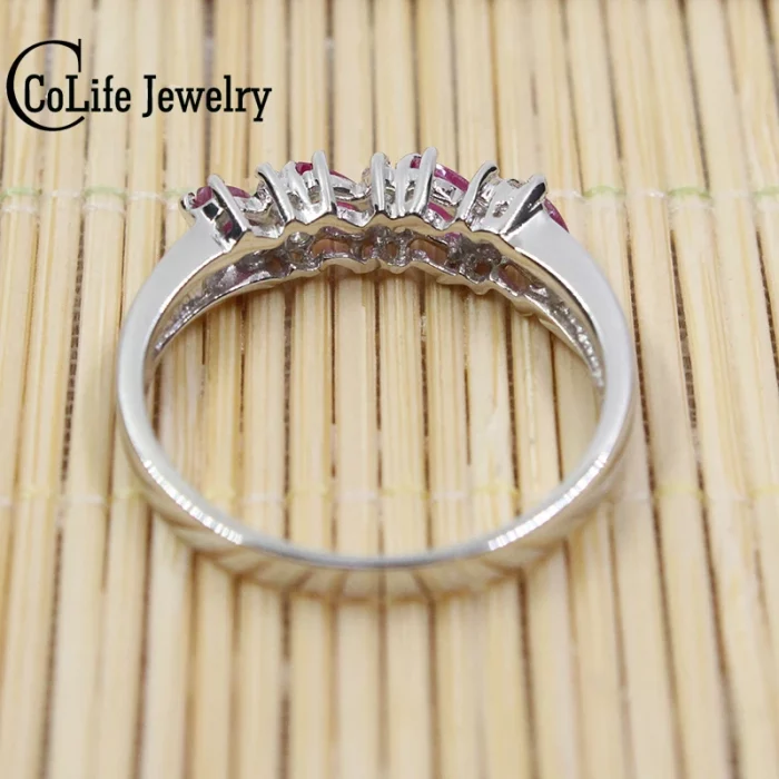 Hotsale Silver Ruby Engagement Ring for Woman 100% 2mm * 4mm Natural Ruby Ring 925 Sterling Silver Ruby Wedding Ring - Image 4