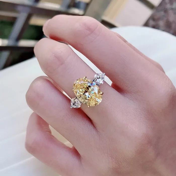 PANSYSEN Bohemia 100% 925 Sterling Silver 10*14MM Oval Citrine sapphire Wedding Engagement Ring for Women Fine Jewelry Gifts - Image 5