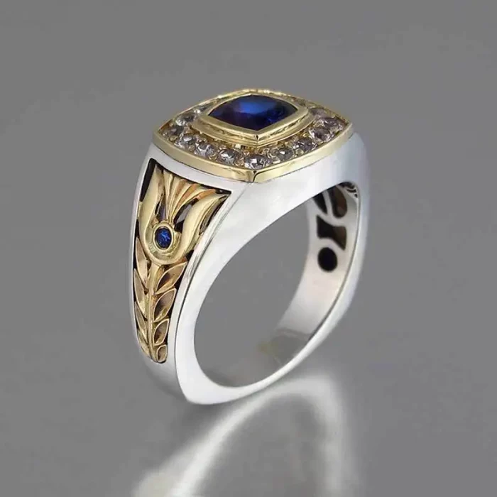 Luxury 925 Ring for Men Natural 2 Carat Sapphire with Diamond Jewelry Anillos De Bizuteria Anillos Gemstone Rings Box - Image 2