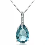 Natural Blue Topaz Pendant S925 Sterling Silver Aquamarine Carat Fashion Necklace Wedding Bizuteria Pierscionki Pendant Women - Image 2