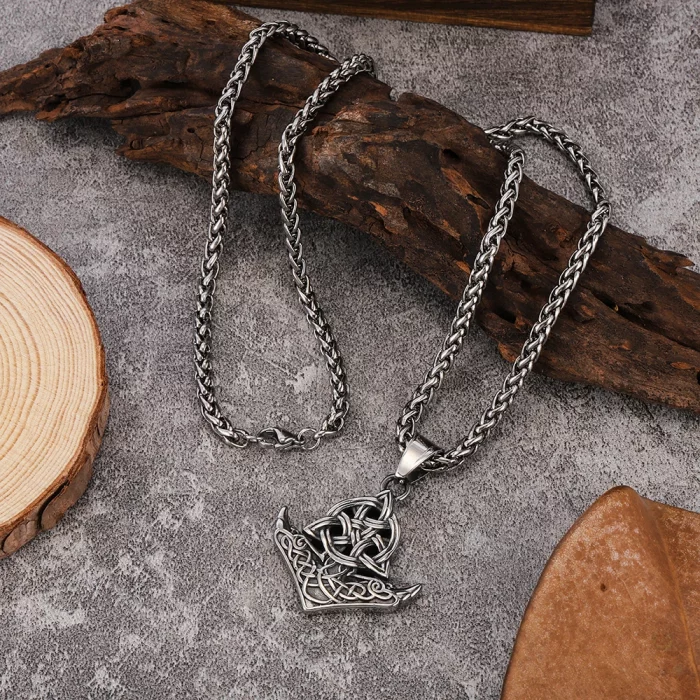 European & American Zinc Alloy Necklace Viking Triangle Celtic Knot Men's Pendant Necklace Retro Style Jewelry Accessories - Image 5