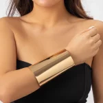 IngeSight.Z Exaggerated Big Heavy Metal Smooth Glossy Open Bangles Women Men Punk Hip Hop Cuff Long Wide Arm Bracelets Jewelrly - Image 2