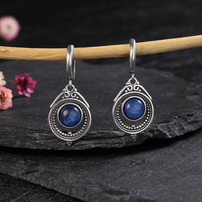 Vintage Natural Moonstone Kyanite Earrings Elegant Labradorite Gemstone Drop Earring Engagement Wedding Party Jewelry Gifts - Image 4