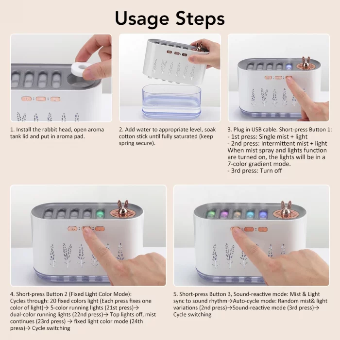 Air Humidifier Five-Hole Spray Aromatherapy Creative Dynamic Colorful Voice Control 700ml Musical Aroma Diffuser For Household - Image 4