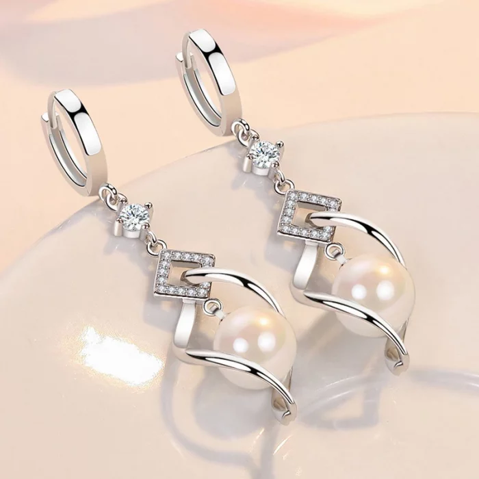 ALIZERO 925 Sterling Silver AAA Zircon Natural Pearl Earrings For Women Fashion Gorgeous Wedding Engagement Party Jewelry - Image 1
