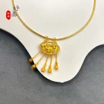 New women's necklace 9999 24K real gold versatile and sexy with diamond studded lily of the valley collarbone chain party jewelr - Image 2