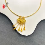 New women's necklace 9999 24K real gold versatile and sexy with diamond studded lily of the valley collarbone chain party jewelr