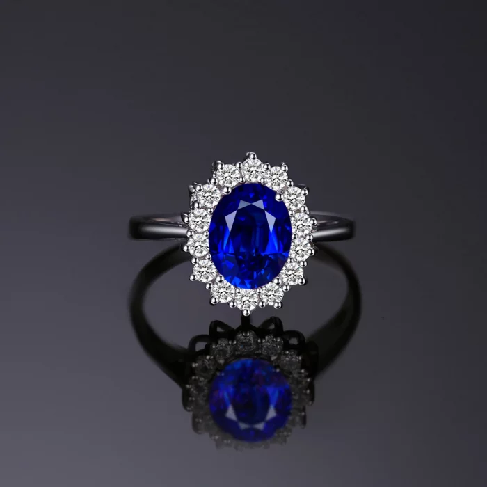 JewelryPalace Princess Diana Created Blue Sapphire 925 Sterling Silver Engagement Ring Ruby Natural Amethyst Citrine Blue Topaz - Image 3