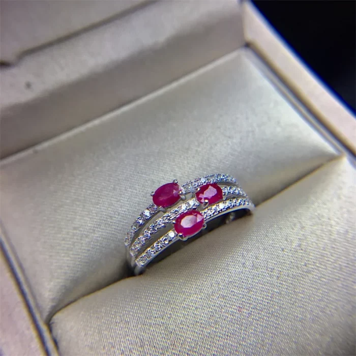 Wedding Ring for Women Real Pure 925 Sterling Silver Natural Ruby Genuine Gemstone Rose Gold Birthstone Engagement - Image 5