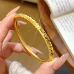 Real Kt18 Golden Color Starry Sky Bangle for Women NecklaceWedding Engagement Fine Bracelet Bangle Jewelry Not Fade - Image 2