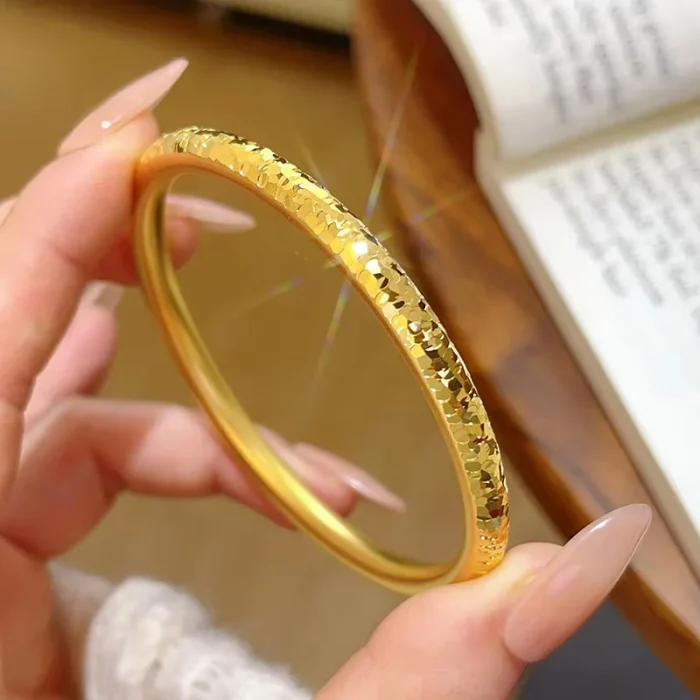 Real Kt18 Golden Color Starry Sky Bangle for Women NecklaceWedding Engagement Fine Bracelet Bangle Jewelry Not Fade - Image 2
