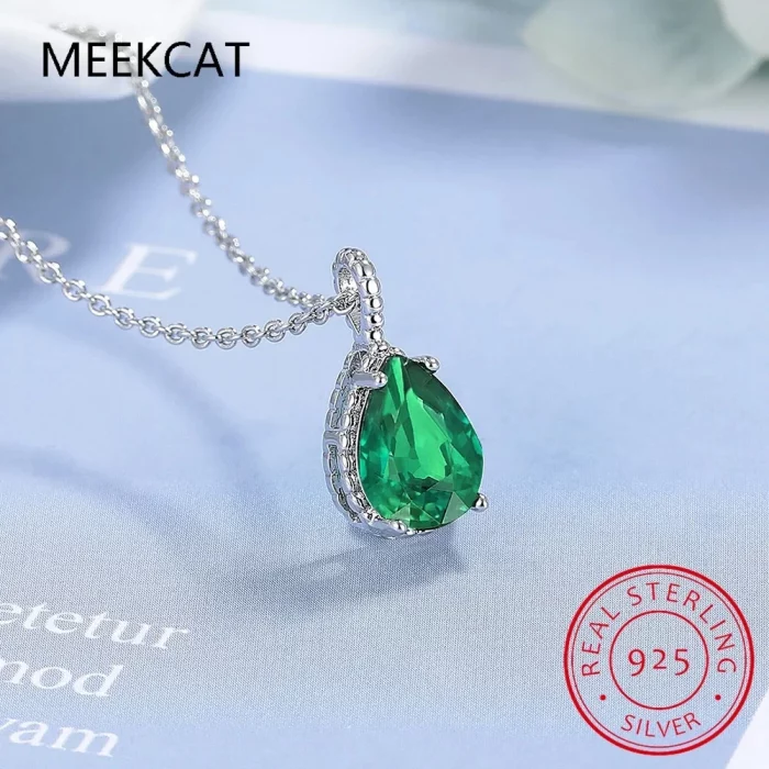 1.4ct Natural Peridot 925 Sterling Silver Pendant Necklace for Women Green Gemstone Anniversary Gift 45cm Link Chain - Image 3