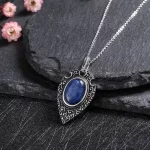 Retro Elegant Kyanite Necklace for Women Moonstone Labradorite Natural Gemstone Pendant Birthday Engagement Party Jewelry Gifts