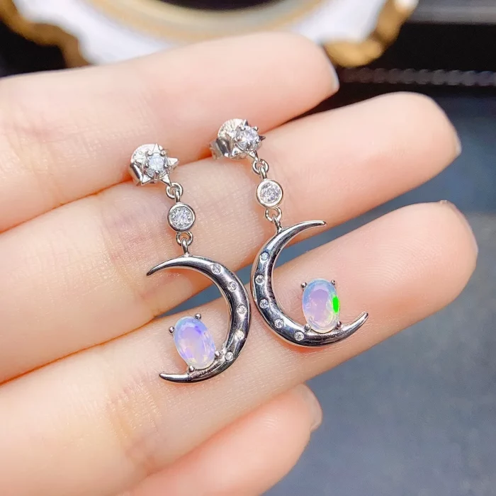 FS Fashion Real S925 Sterling Silver Inlay Natural Opal Earrings With Certificate Fine Weddings Jewelry for Women MeiBaPJ - Image 5