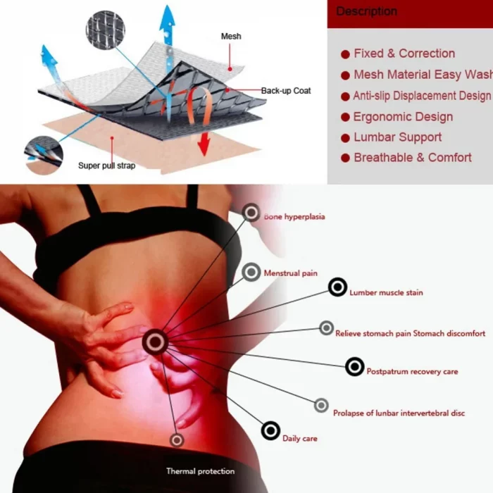 Tcare M - 4XL Adjustable Tourmaline Self Heating Magnetic Therapy Back Waist Support Belt Lumbar Brace Massage Band Health Care - Image 4