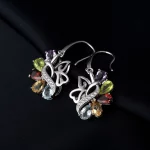 Potiy Natural Pear Citrine Peridot Amethyst Garnet Sky Blue Topaz Dangle Drop Earrings 925 Sterling Silver For Women Daily Party - Image 10