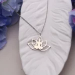 Kinitial Hindu Buddhism Meditation Necklace Stainless Steel Yoga Lotus Flower Necklaces Amulet Jewelry Gift - Image 6