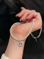 Timeless Elegant 925 Sterling Silver Set Natural Aquamarine Pendant Freshwater Pearls Choker Beads String Necklaces Women Gifts - Image 3