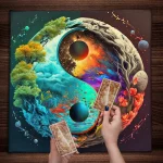 Tarot Card Tablecloth Altar Cloth Moon Planets Tarot Tablecloth For Spread Tarot Reading Waterfall Scenery Wall Decor Tapestry - Image 2
