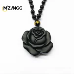 Obsidian Rose Pendant Personalized Black Rose Hand-carved Fashion Couple Rose Pendant High-grade Gifts - Image 7