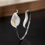 Retro S925 Sterling Silver Simplicity Calla Lily Bracelet for Women Fine Fashion Party Weddings Jewelry Personality Design - Image 3