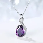Buyee 925 Sterling Silver Female Stone Pendant Chain Natural Amethyst & Aquamarine Necklace for Women Fashion Fine Jewelry Chain - Image 4