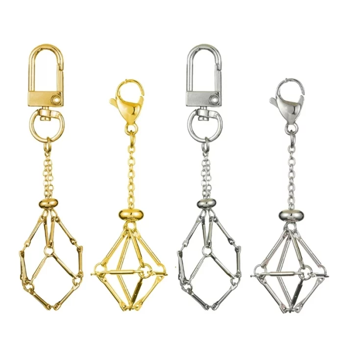 Stainless Steel Design Crystal Cage Keychain Holder Net Metal Chain Stone Collecting Holder Adjustable Pendant Jewelry - Image 5