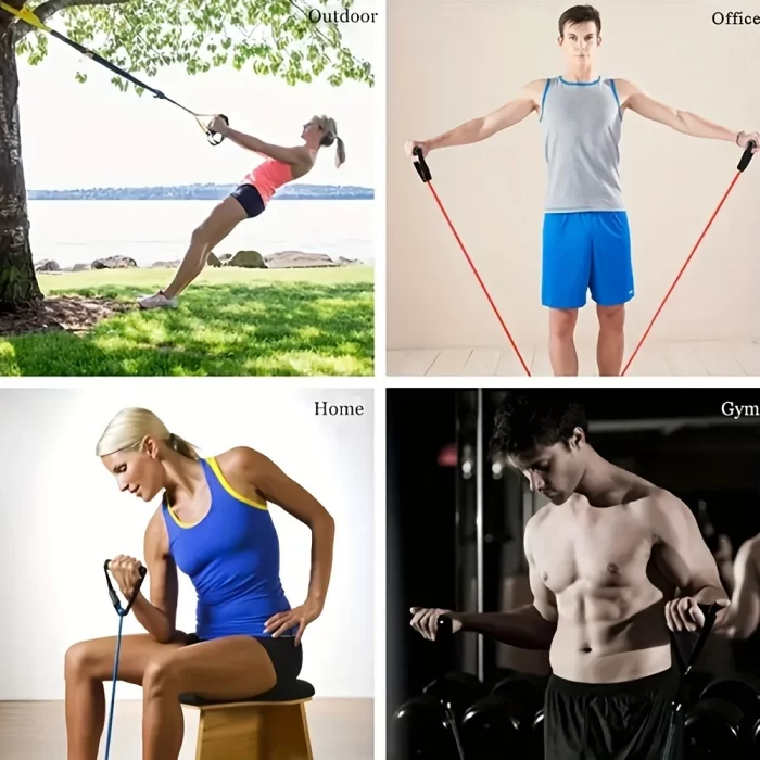 Exercise Bands Resistance Bands With Handles Workout Bands With Handles For Men Women Strength Training Equipment At Home - Image 7