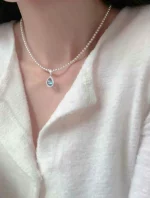 Timeless Elegant 925 Sterling Silver Set Natural Aquamarine Pendant Freshwater Pearls Choker Beads String Necklaces Women Gifts - Image 5