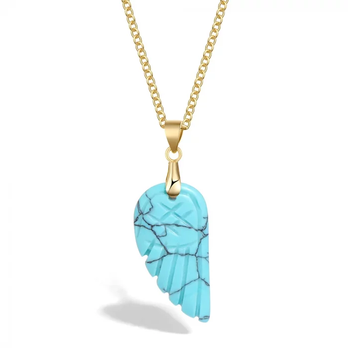 Lapis Lazuli Stone Wing Pendent Necklace Natural Stone Citrines Amethysts Quartzs Gold Color Chain Necklace Jewelry Gift - Image 6