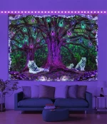 Trippy Tapestry UV Reactive Fluorescent Mandala Hippie Skull Wall Hanging Cloth Bohemia Home Room Decor Kawaii Wall Decoration - Image 5