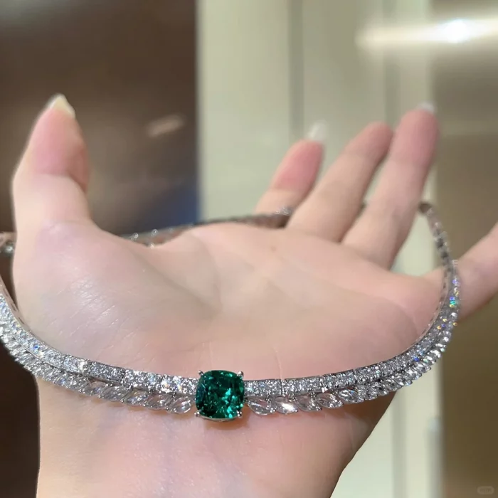Wong Rain Vintage 925 Sterling Silver Emerald High Carbon Diamond Gemstone Sparkling Necklace Pendant Jewelry Anniversary Gifts - Image 7