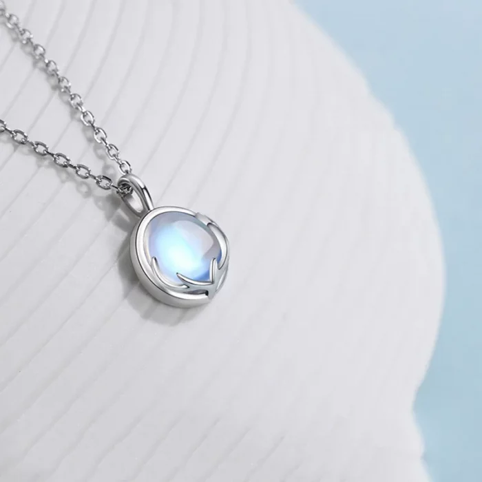 CIAXY Silver Color Moonstone Pendant Necklaces for Women Temperament Deer Antlers Clavicle Chain Luxury Jewelry collares - Image 5