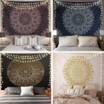 Mandala Tapestry Indian Bohemian Psychedelic Background Cloth Home Decoration Room Living Room Wall Hanging Cloth - Image 2
