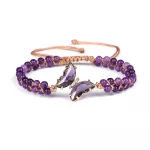 Purple Crystal Butterfly Charm Bracelet Handmade Braided Bracelet 4mm Natural Stone Amethysts Beads Wrap Bangles For Women Men - Image 2