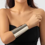 IngeSight.Z Exaggerated Big Heavy Metal Smooth Glossy Open Bangles Women Men Punk Hip Hop Cuff Long Wide Arm Bracelets Jewelrly - Image 5