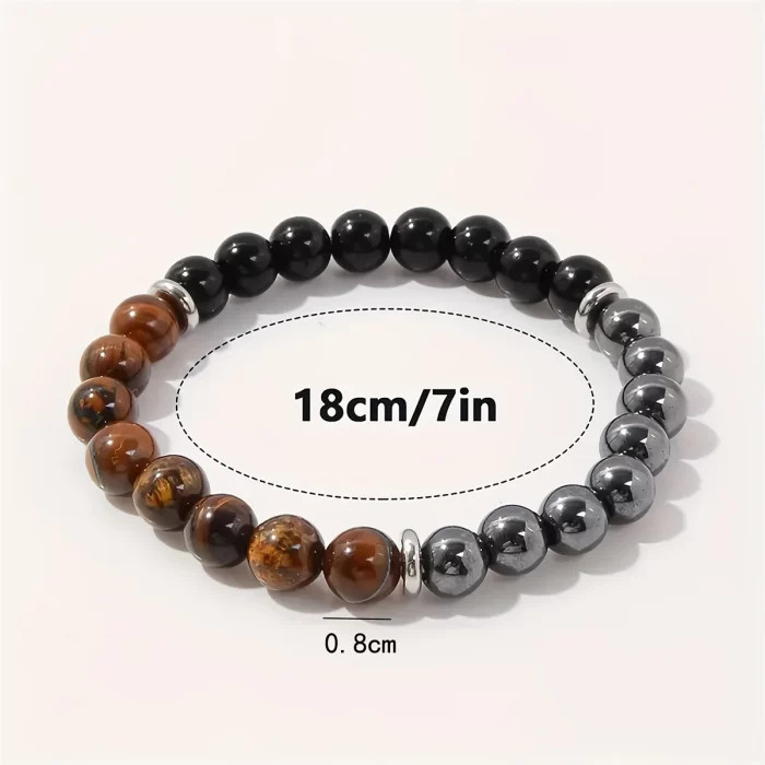 Triple Protection Bracelet:Tiger Eye, Black Obsidian, & Hematite 8mm Round Protection Crystals (Gemstone Stretch Bracelet) - Image 3