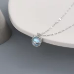 VOQ Silver Color Simple Moonstone Cat Pendant Necklace Ladies Clavicle Chain Necklace Fashion Jewelry - Image 3