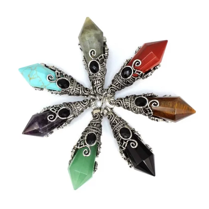 Natural 12 Faceted Crystal Stone Pendulums For Spiritual Dowsing Divination Amethyst Rose Quartz Stone Pendulum Pendant Jewelry - Image 4