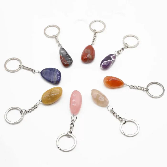 Natural Raw Ore Keychain Gem Reiki Healing Quartz Agate Citrine Irregular Stone Pendants Charms DIY Jewelry Making Accessorie - Image 6