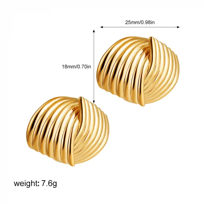 Retro Textured Intersecting Earrings for Women Multilayer Gold Color Stainless Steel Statement Stud Earring Waterproof Jewelry - Image 7