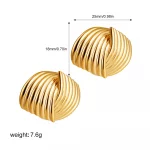 Retro Textured Intersecting Earrings for Women Multilayer Gold Color Stainless Steel Statement Stud Earring Waterproof Jewelry - Image 8