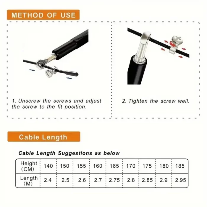 High Fast Speed Rope Wire Rope Jump Skipping Black Rope Aluminum Handle Adjustable Steel Fitness Workout Strength Body Exercises - Image 7