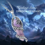 Eudora Dragon Twining Hexagonal Natural Amethyst Prismatic Necklace Energy Healing Stone Crystal Pendant Man Women Jewelry Gift