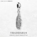 Rebel Feather Charm For Women Men Vintage 925 Sterling Silver Autumn Jewelry - Image 2