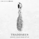 Rebel Feather Charm For Women Men Vintage 925 Sterling Silver Autumn Jewelry